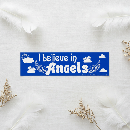 I Believe in Angels Bumper Sticker, alternate view