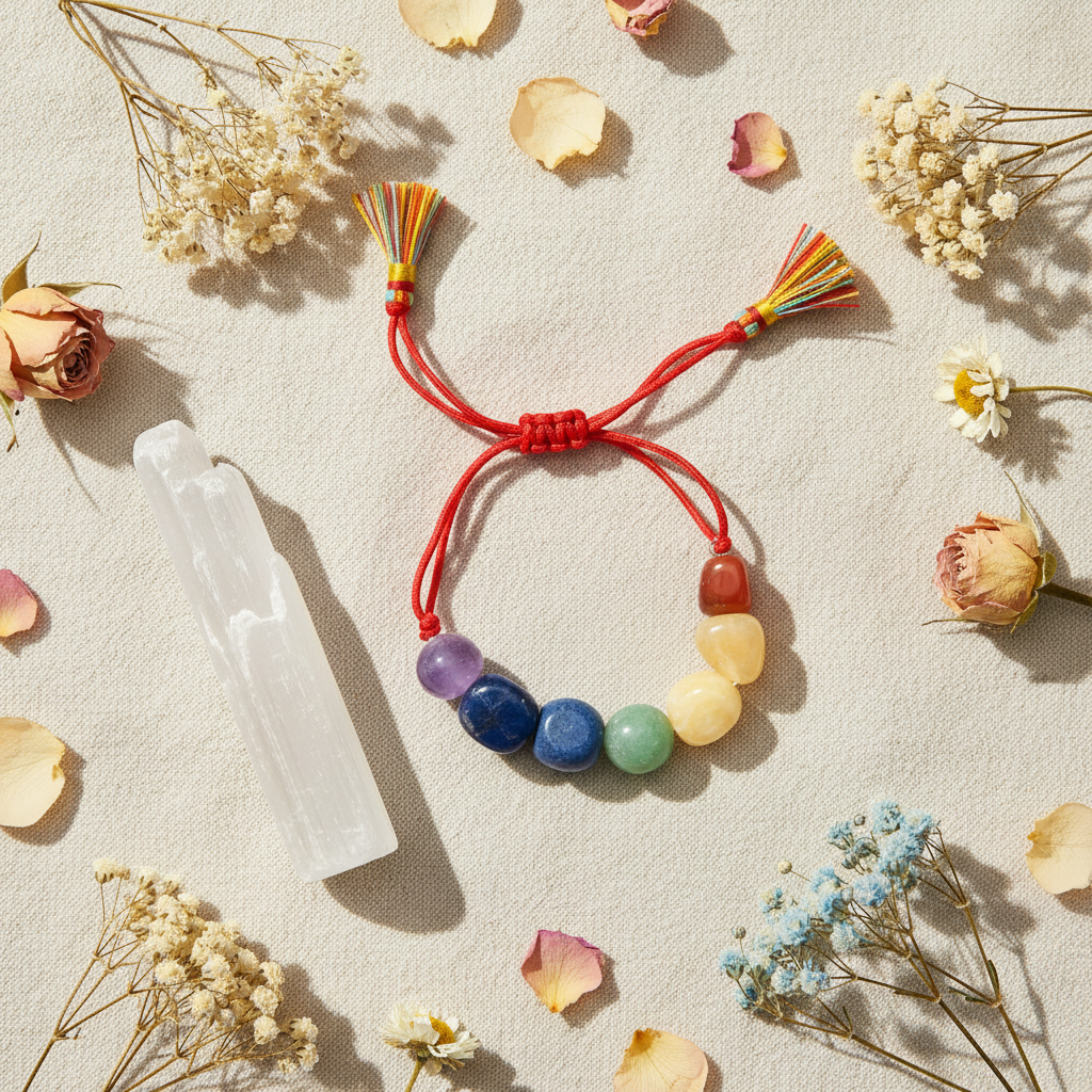 7 Chakra Tassel Nugget Adjustable Bracelet