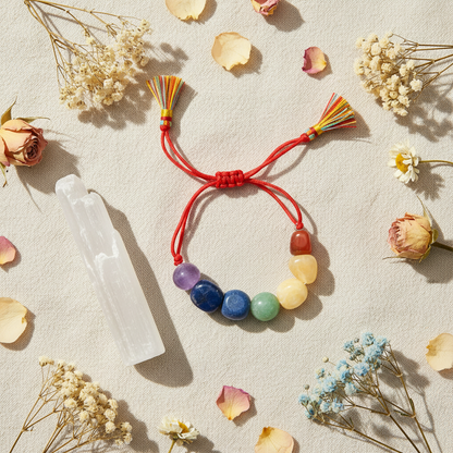 7 Chakra Tassel Nugget Adjustable Bracelet