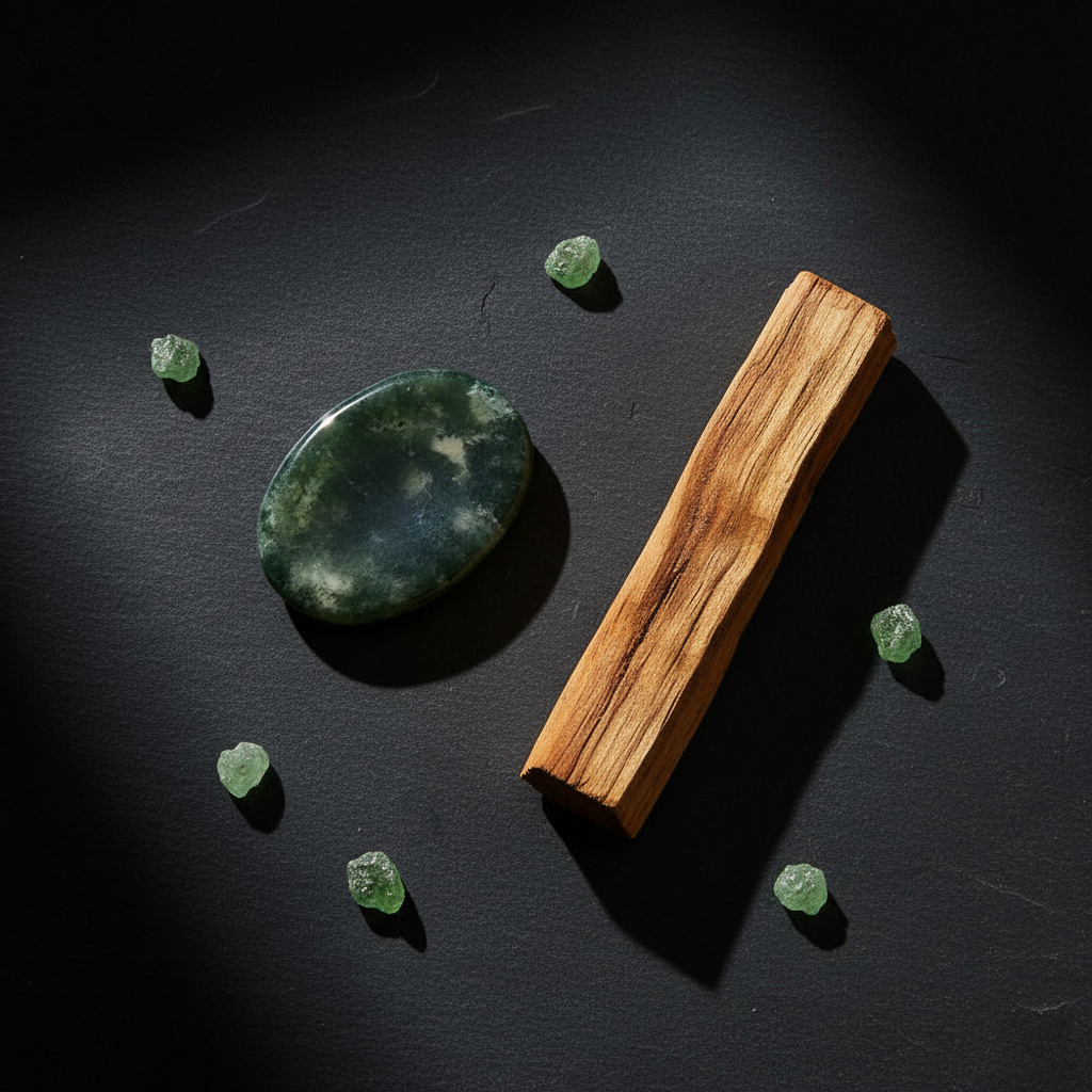 Moss Agate Worry Stone, 1.5"