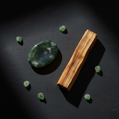 Moss Agate Worry Stone, 1.5"
