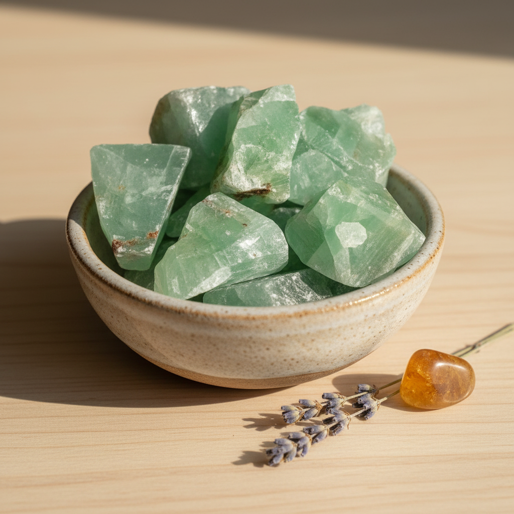 Green Calcite Untumbled Stones, 1 lb