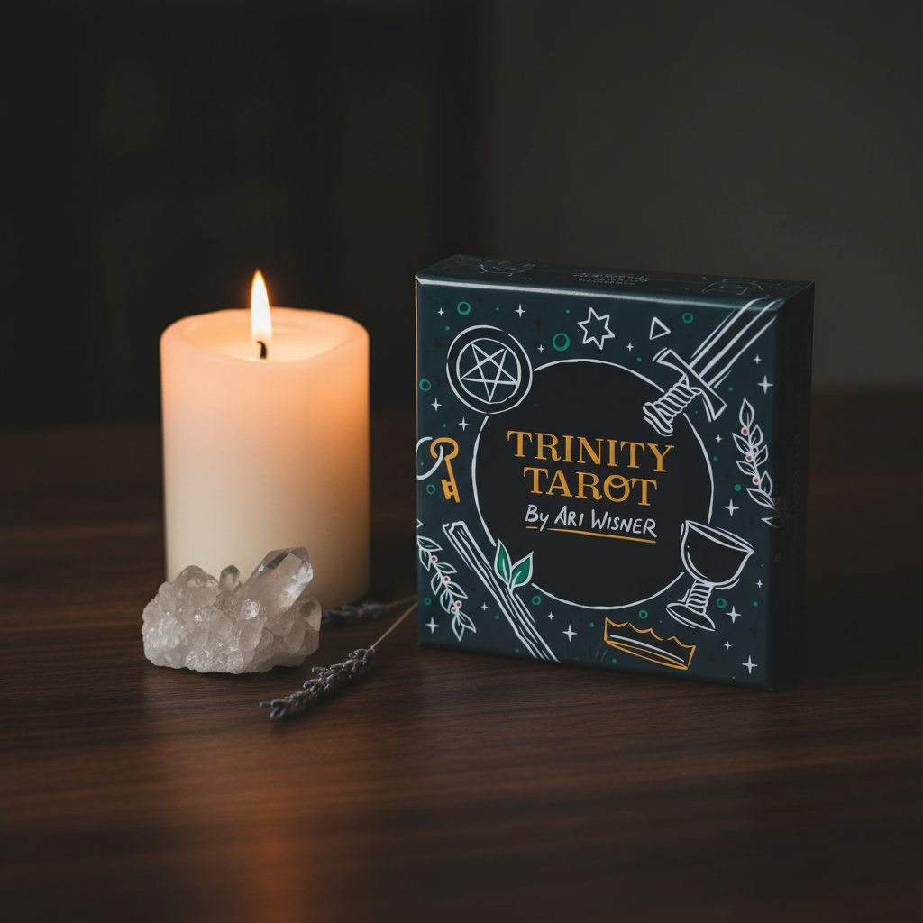 Trinity Tarot by Ari Wisner – candlelit altar scene