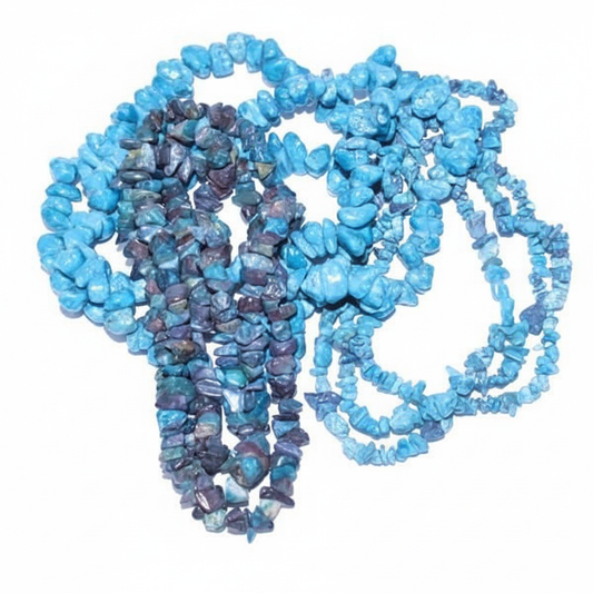 Blue Howlite Crystal Chip Necklace, 32"