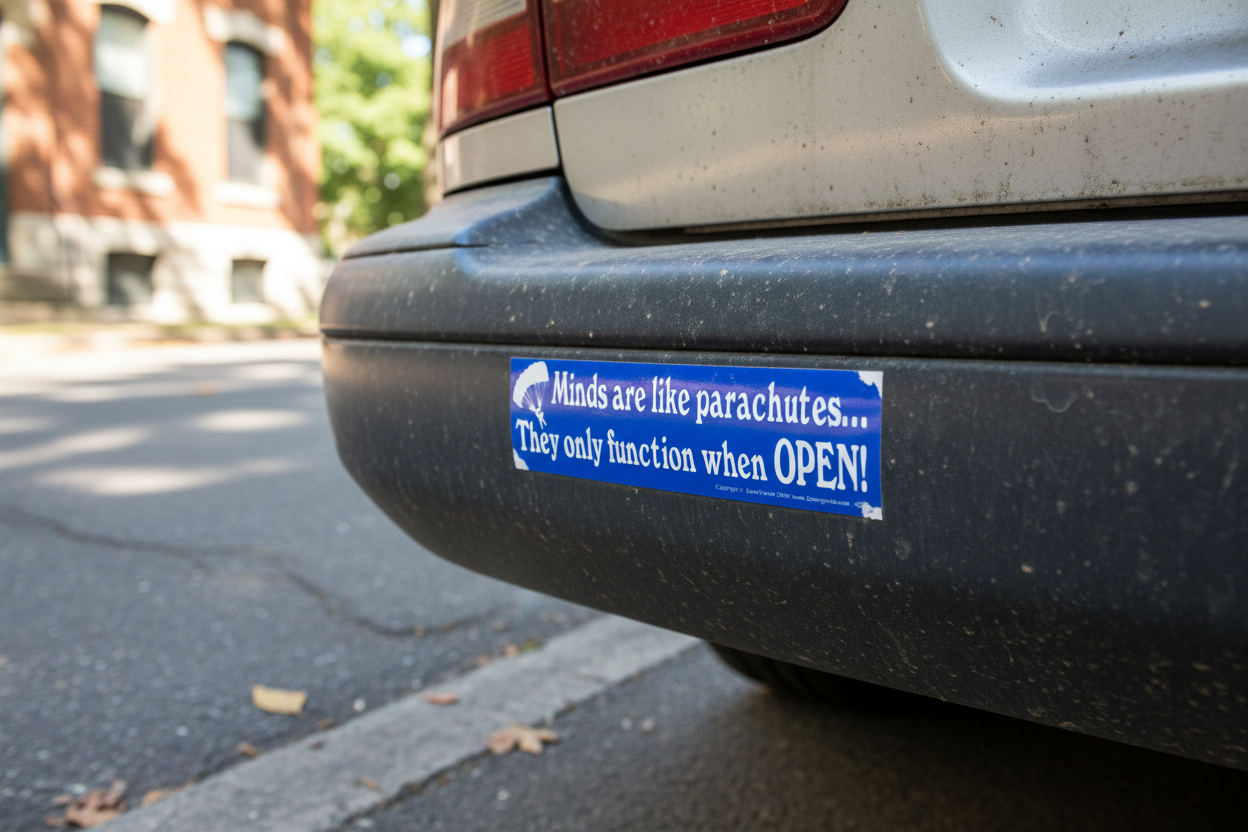 Minds are like parachutes... bumper sticker