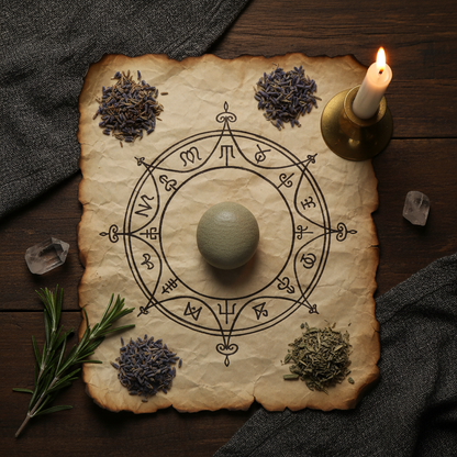 Mato Gris seed on protective sigil parchment flat-lay