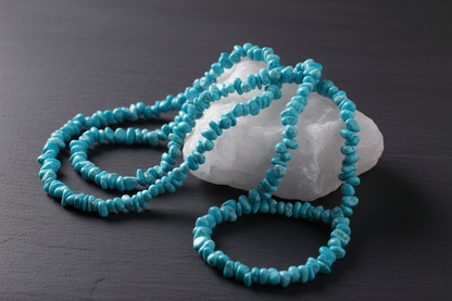 Blue Howlite Crystal Chip Necklace, 32"