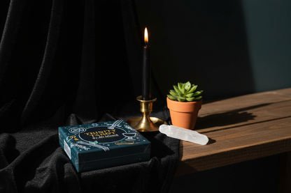 Trinity Tarot by Ari Wisner – dark velvet altar shelf