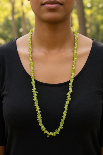 Peridot Chip Necklace, 32"