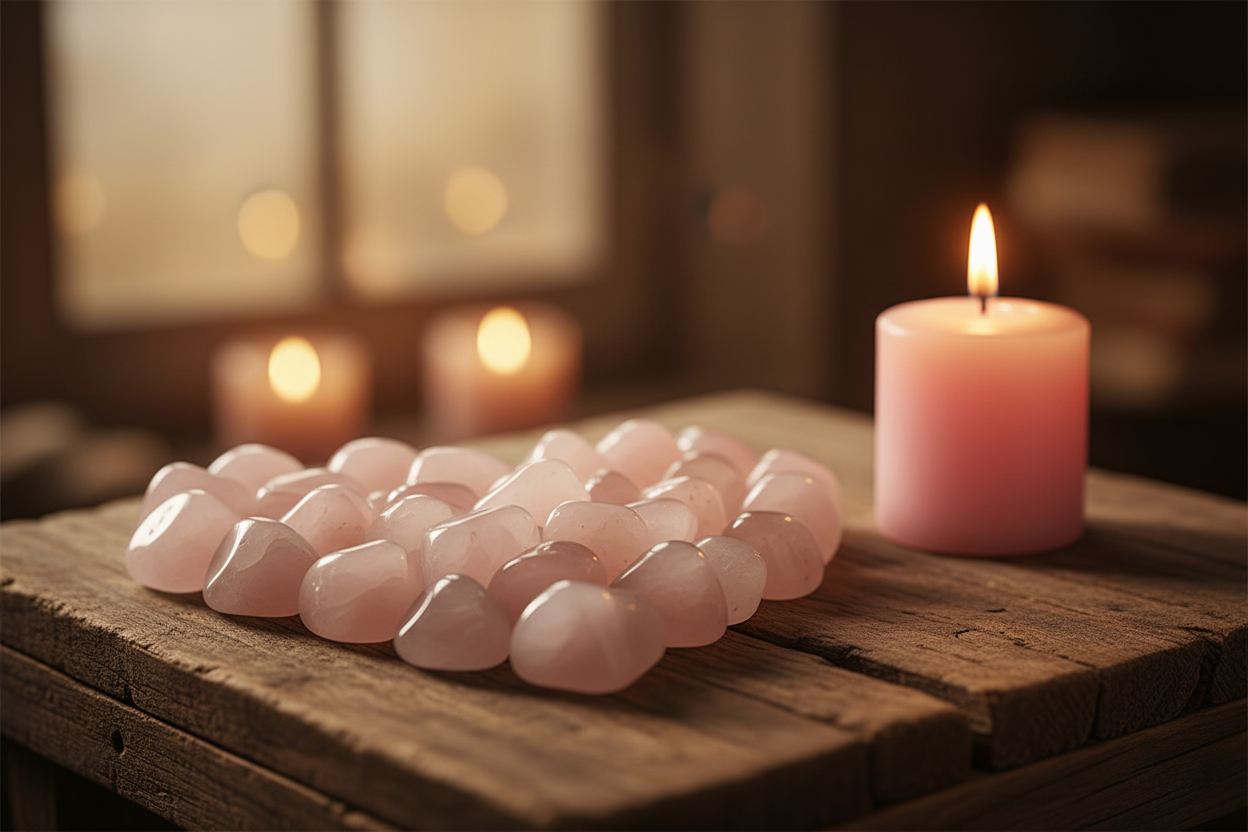 Rose Quartz Tumbled Stones, 1 lb