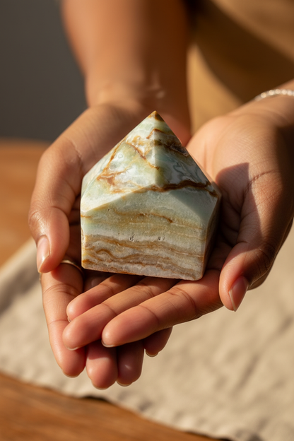 Calcite, Caribbean top polished point