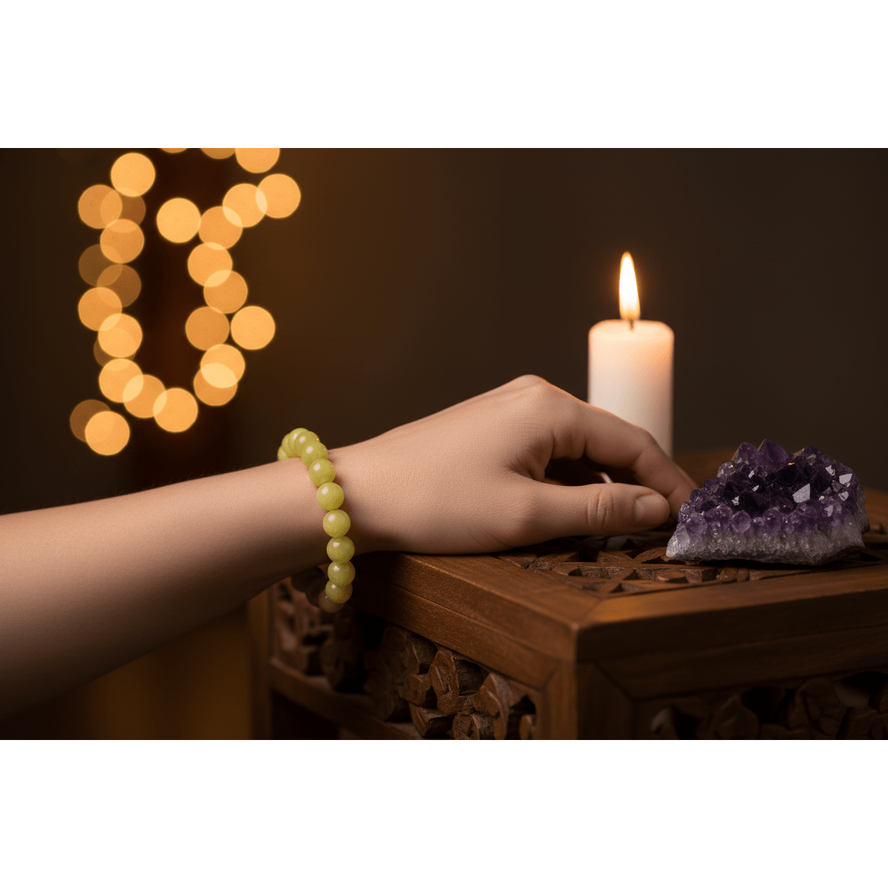 Butter Jade Bracelet on Candlelit Altar
