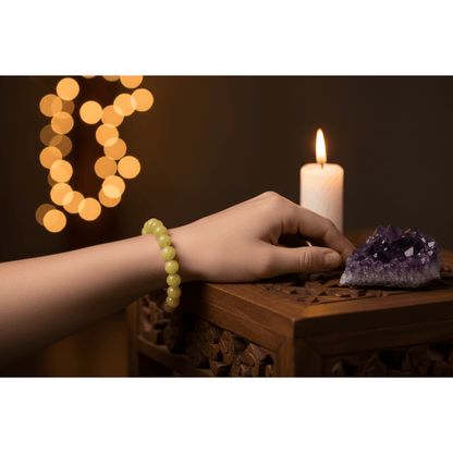 Butter Jade Bracelet on Candlelit Altar