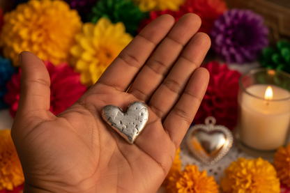 Pewter Heart — Mexican Milagro Altar Hand