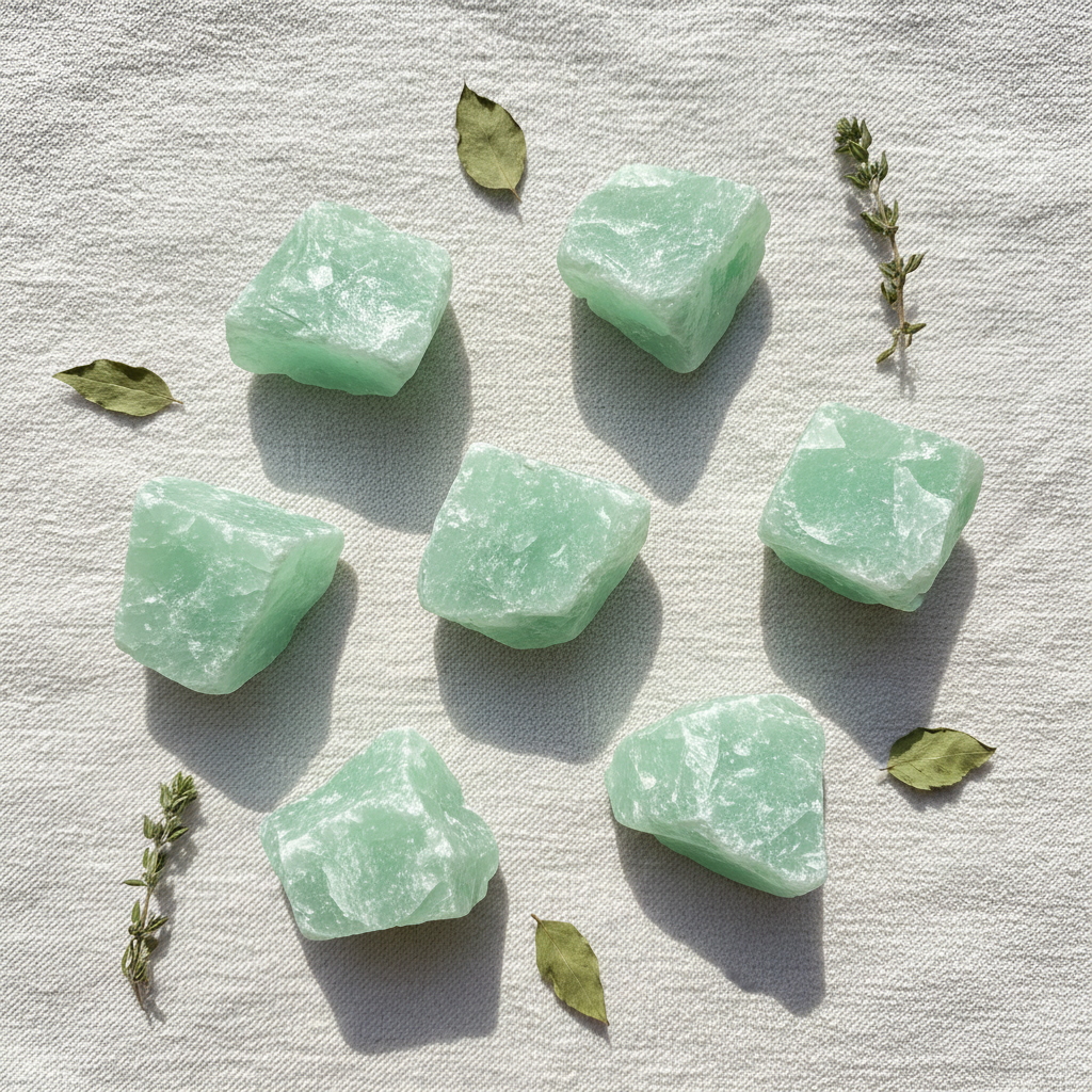 Green Calcite Untumbled Stones, 1 lb