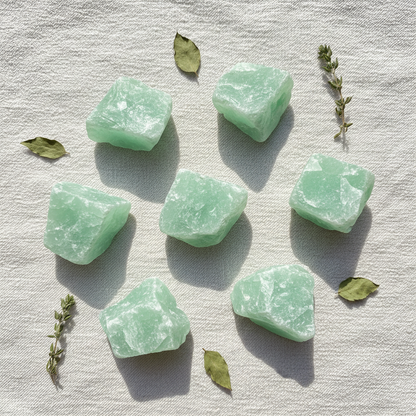 Green Calcite Untumbled Stones, 1 lb