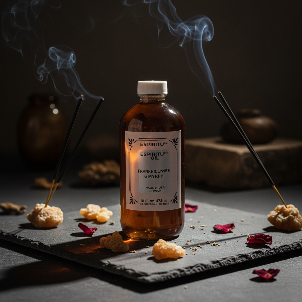 16oz Frankincense & Myrrh Anointing Oil with incense and resin