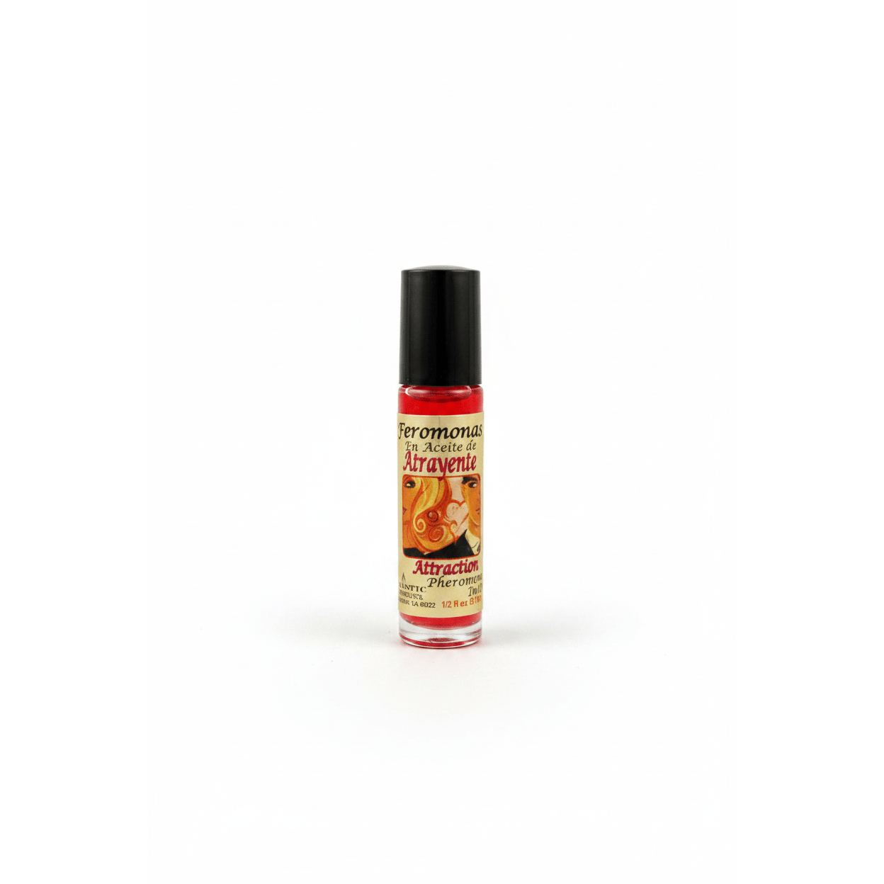Attraction Perfume Oil with Pheromones 1/3 oz roll-on bottle on clean white background studio shot
