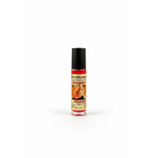 Attraction Perfume Oil with Pheromones 1/3 oz roll-on bottle on clean white background studio shot