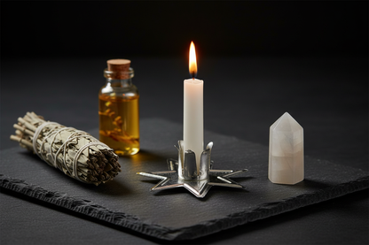 Silver Fairy Star Chime candle holder