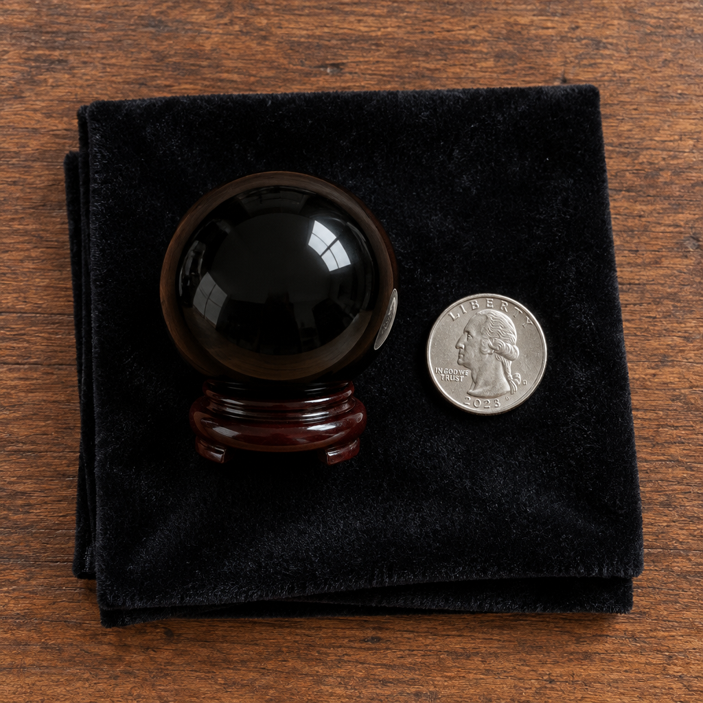 Black Crystal Gazing Ball, 50mm (1.75 Inch), alternate view