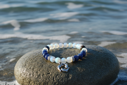 Opalite Kyanite Bracelet with Dolphins, 8mm
