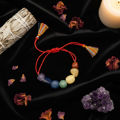 7 Chakra Tassel Nugget Adjustable Bracelet