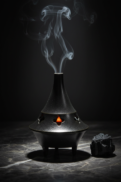 Black Brass Cone Incense Burner, 2 1/4 Inches
