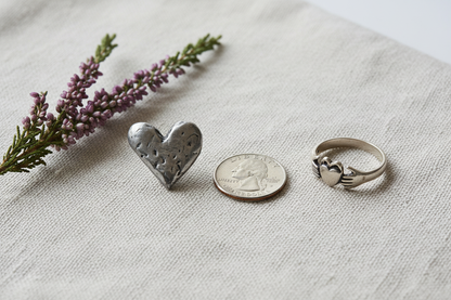 Pewter Heart — Irish Linen with Claddagh Ring
