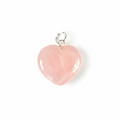 Rose Quartz Heart Pendant, 7/8"