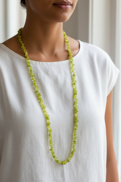 Peridot Chip Necklace, 32"