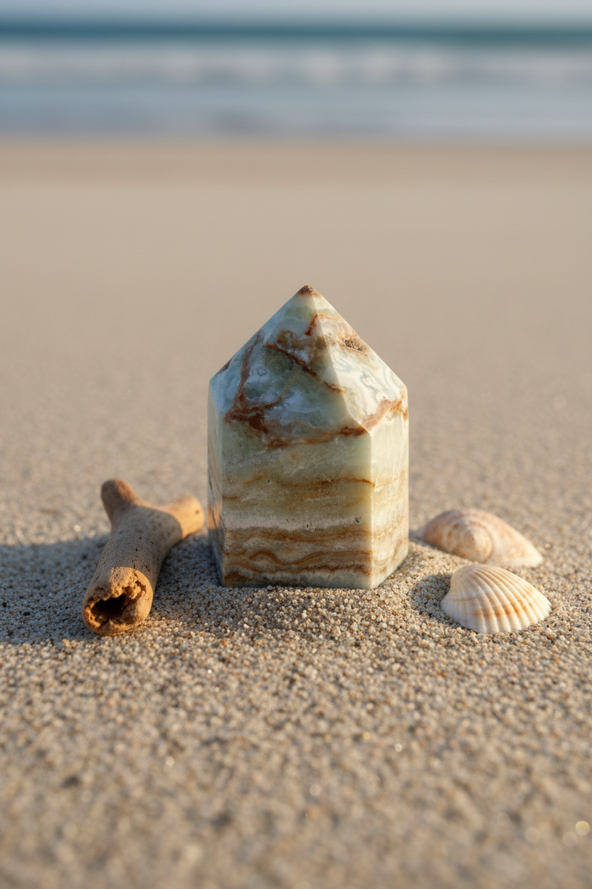 Calcite, Caribbean top polished point