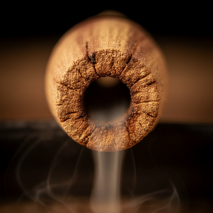 Close-up of the hollow center of a Palo Santo backflow incense cone showing the hole that creates the backflow smoke effect