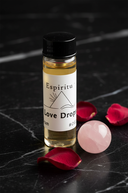 Love Drops Oil 2 Dram - Macro Close-Up on Black Marble