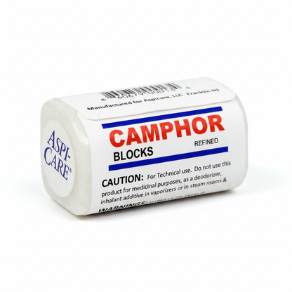 Camphor Block 25 grams on white background, studio product photography