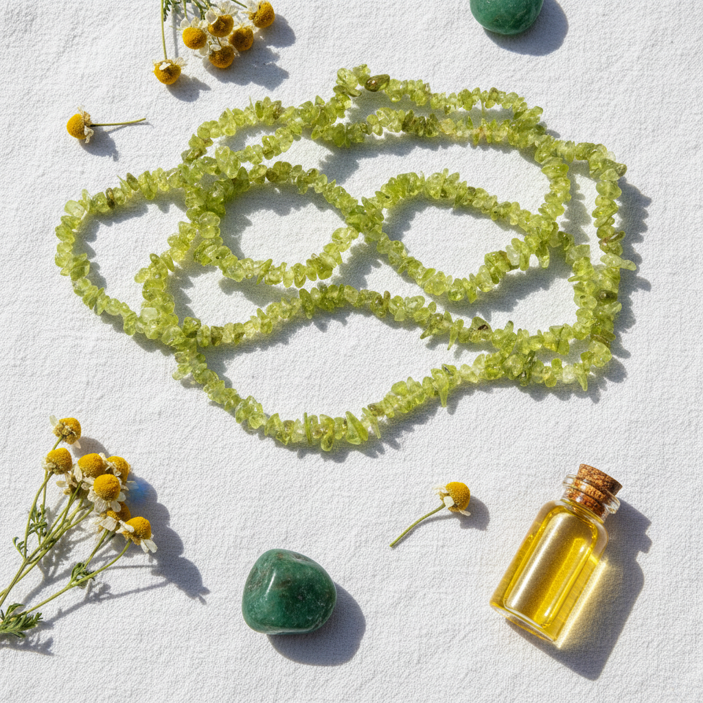 Peridot Chip Necklace, 32"