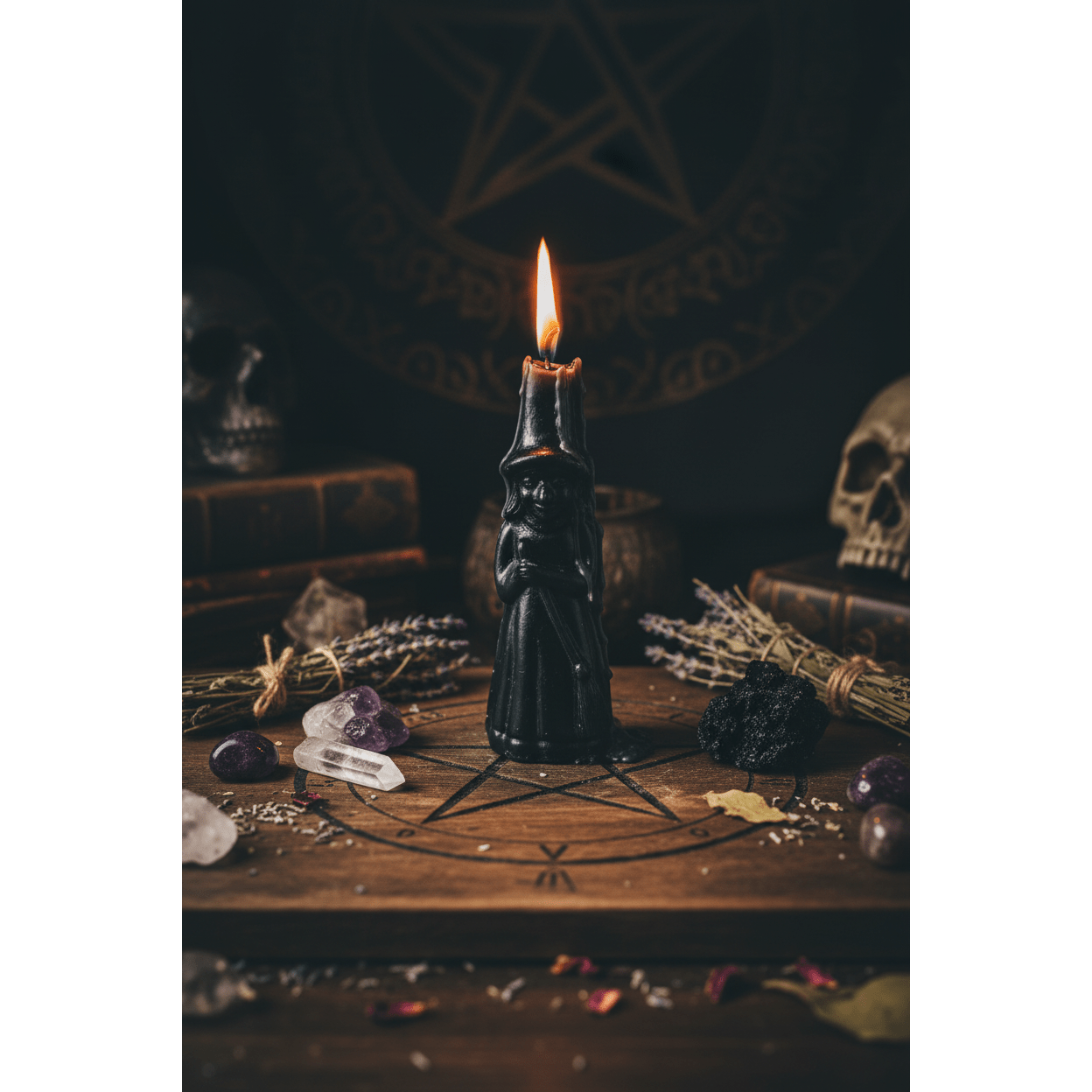Black Witch Candle - Altar Scene