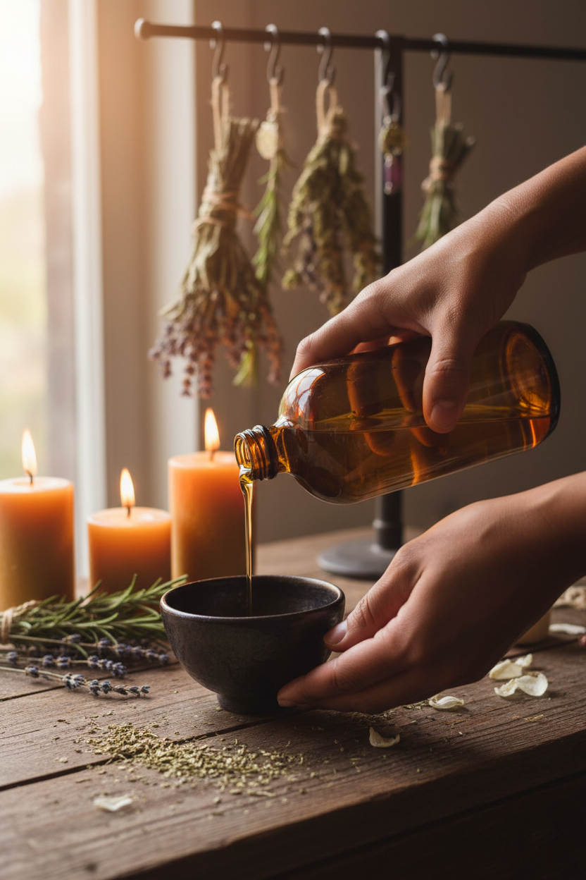 In-Use Lifestyle — Amber Glass Bottle