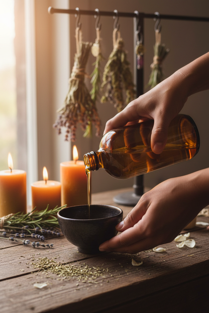 In-Use Lifestyle — Amber Glass Bottle
