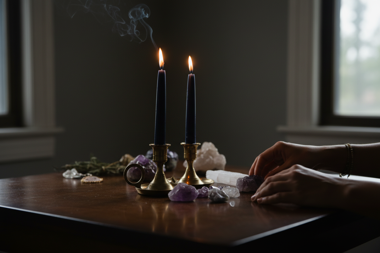 In-Use Lifestyle — Navy Taper Candles
