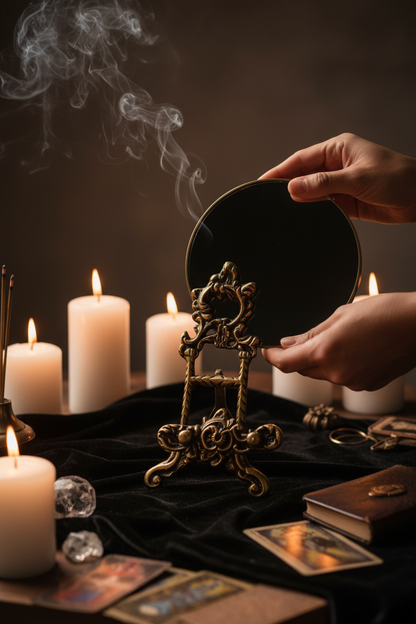 Brass Scrying Mirror Stand for 6 Inch Mirrors, alternate view