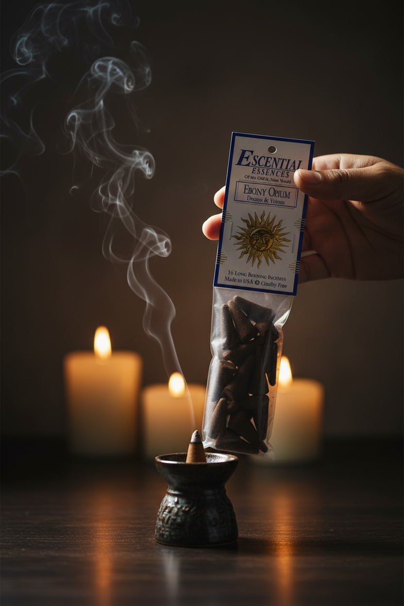 Ebony Opium Incense Cones by Escential Essences, 16 Cones, alternate view