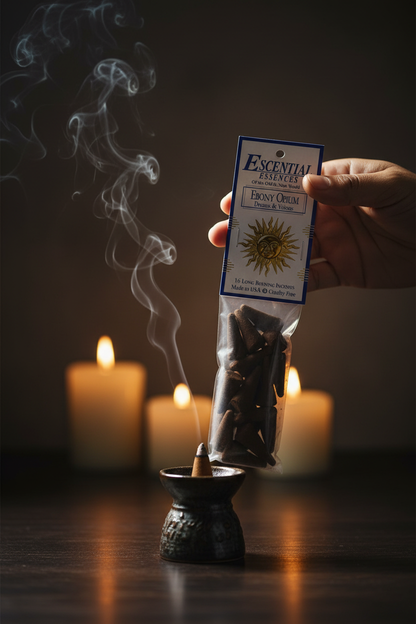 Ebony Opium Incense Cones by Escential Essences, 16 Cones, alternate view