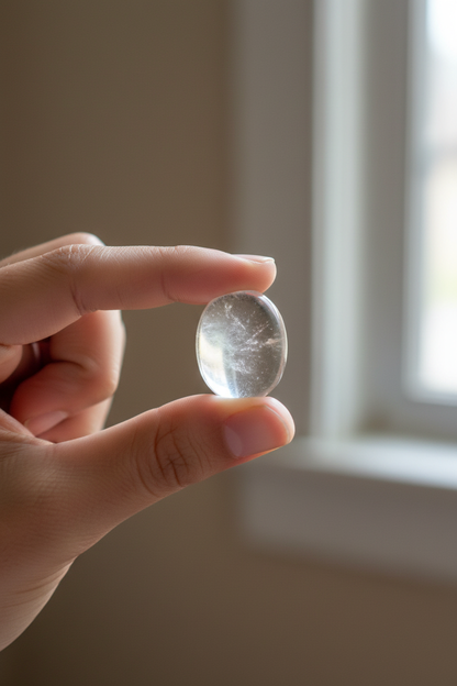 Clear Quartz Worry Stone, alternate view
