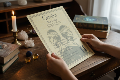 Gemini Zodiac Poster, 8.5" x 11", detail view