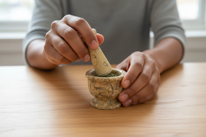 Fossil Coral Mortar And Pestle Set, Set Of 2 1/2 Inches, detail view