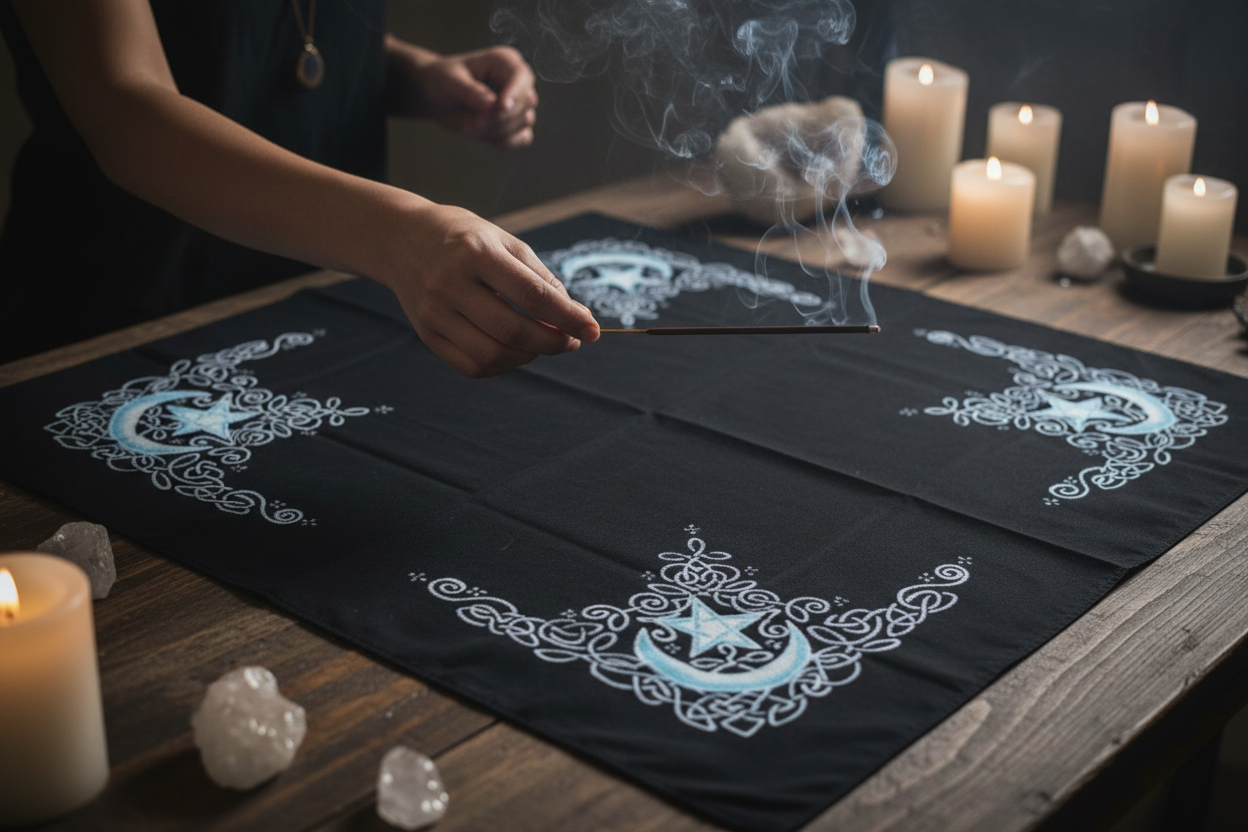 Celtic Moon Altar Cloth or Scarf, 36 x 36 Inches, alternate view