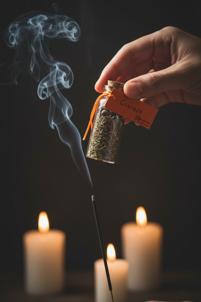Courage Pocket Spellbottle, 2 Inches, shown in use