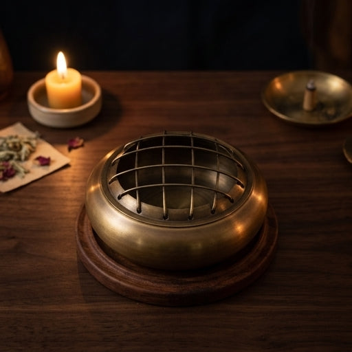 Brass Screen Incense Burner with Coaster 3 Inch