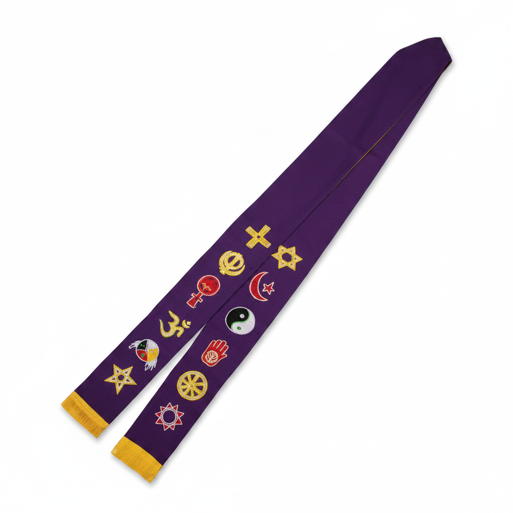 Interfaith Minister's Stole, Purple and Gold